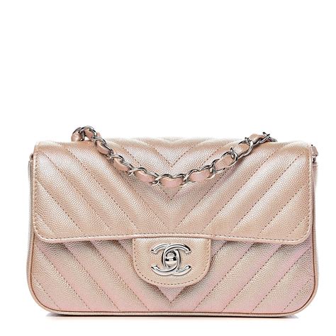 chanel light gold rectangular mini in iridescent caviar leather|CHANEL Iridescent Caviar Chevron Quilted Mini Rectangular .